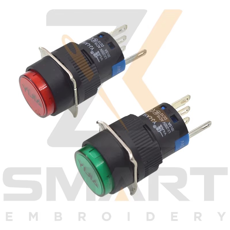 Tlačidlo prepínač s lampou samoreturn čínske obväzovacie stroje diely EDH06-YJ-LA16G EDH06-YJ-LA16R